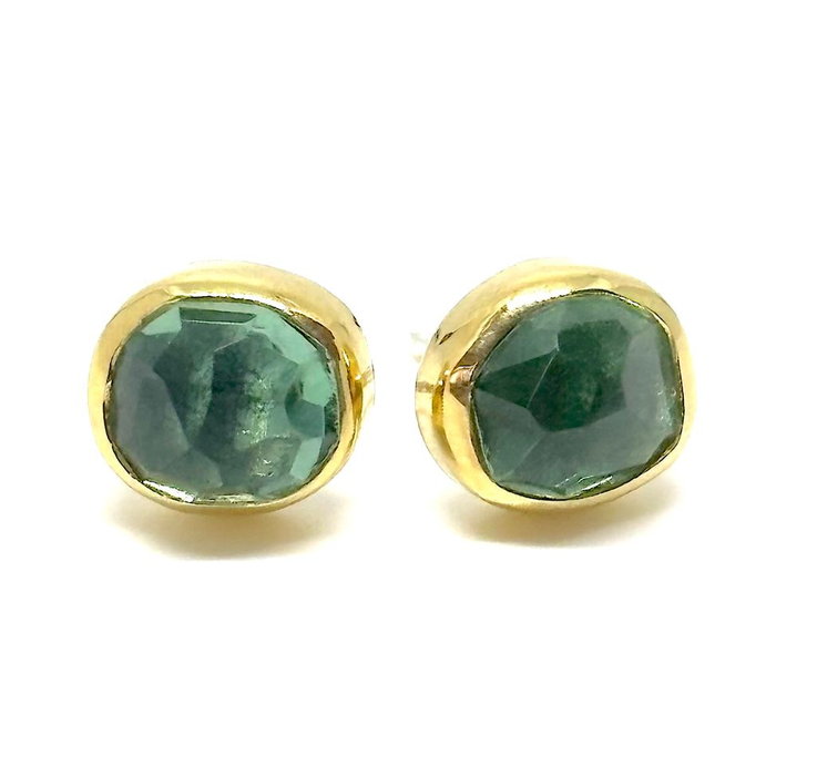 Green Amethyst Stud Earrings