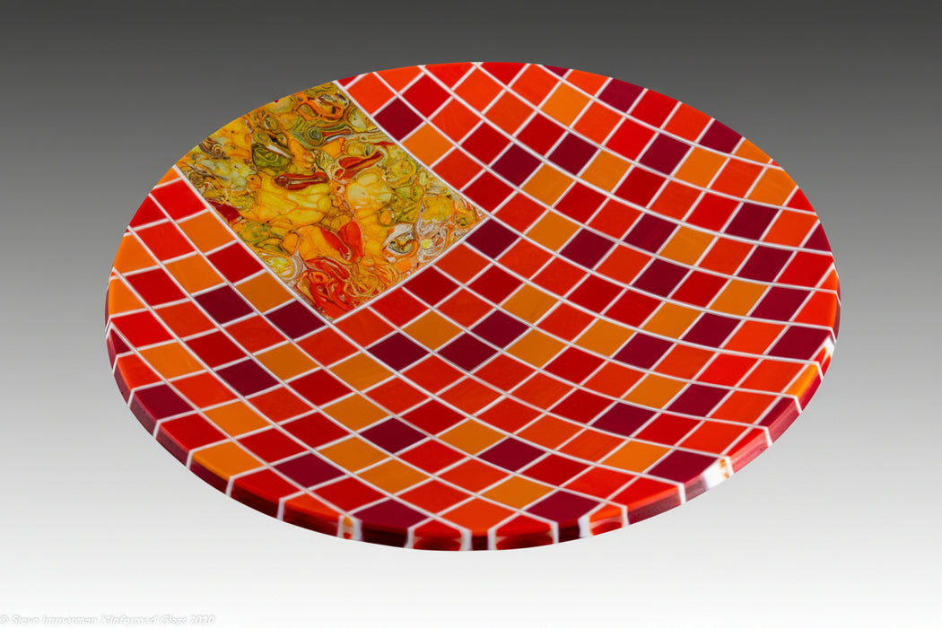Orange Meridian Art Glass Bowl