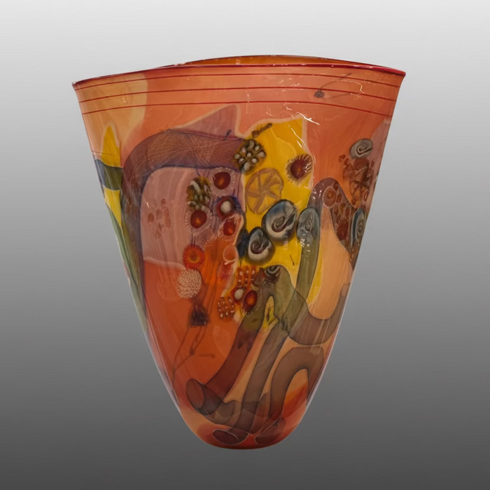 Large Sorbet Colorfield Art Glass Vase