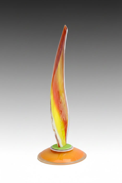 Yellow Flame Art Glass Sculpture