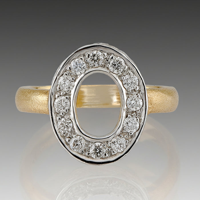 Oval Link Diamond and Gold Ring