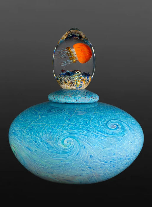 Pacific Coast Jellyfish Art Glass Sculpture Vase