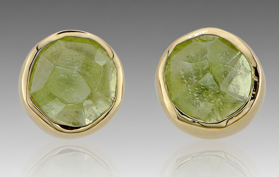 Peridot Gold & Silver Stud Earrings