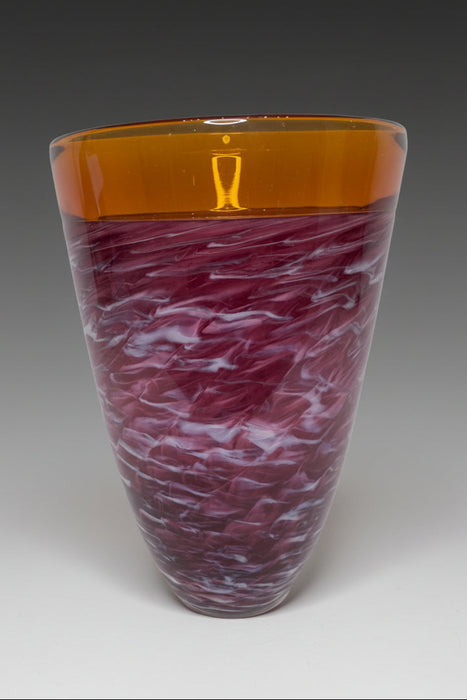 Pink & Orange Vortex Art Glass Vase