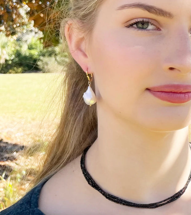 Gold Baroque Pearl Earrings
