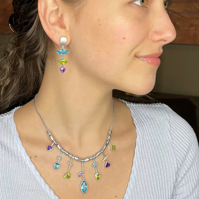 7 Stick Edge Necklace – Blue Topaz