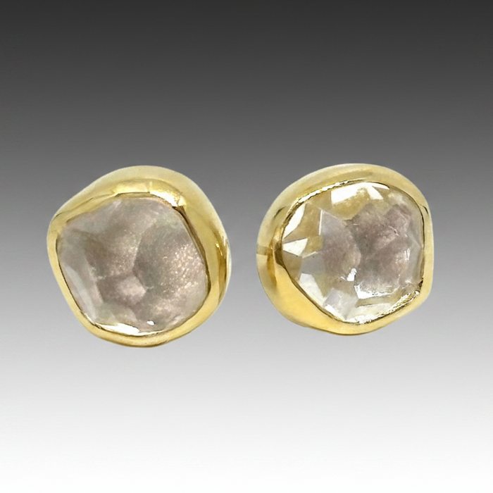 Rock Crystal Gold & Silver Stud Earrings