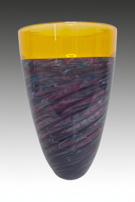 Ruby & Yellow Vortex Art Glass Vase