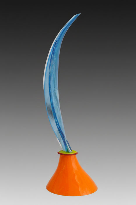 Blue Flame Art Glass Sculpture
