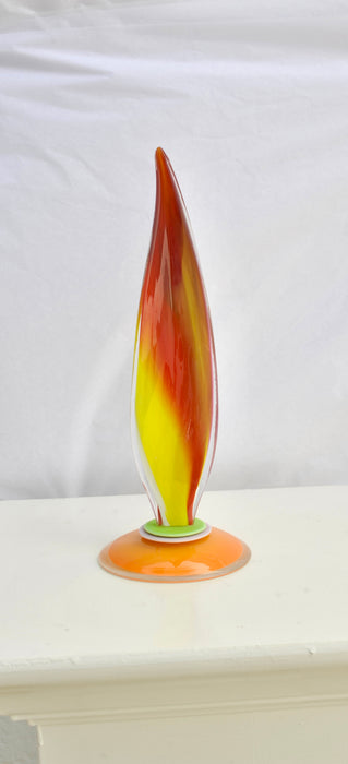 Yellow Flame Art Glass Sculpture