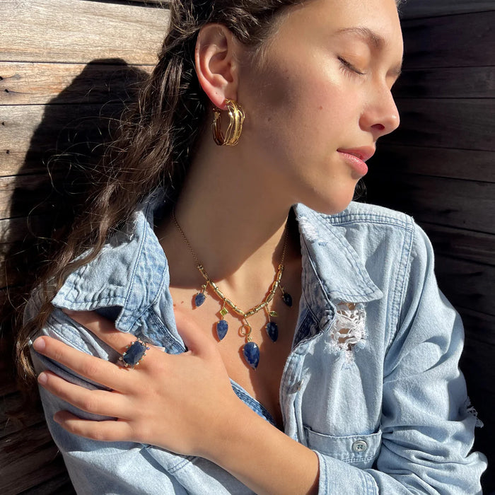 Large Omega Gold Edge Hoops