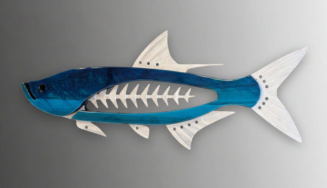 Deep Sea Tarpon Metal and Wood Wall Sculpture