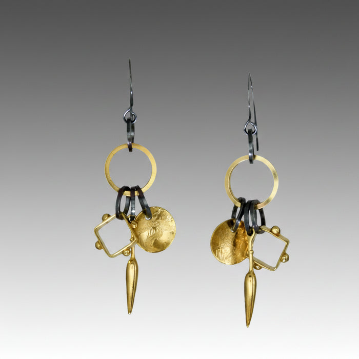 Triple Charm Mixed Metal Earrings