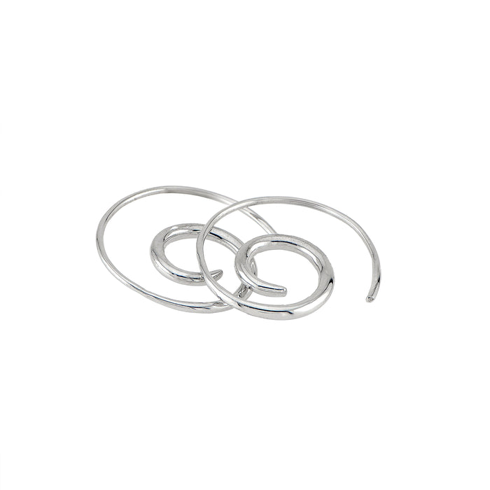 Medium Silver Swirl Hoop Earrings