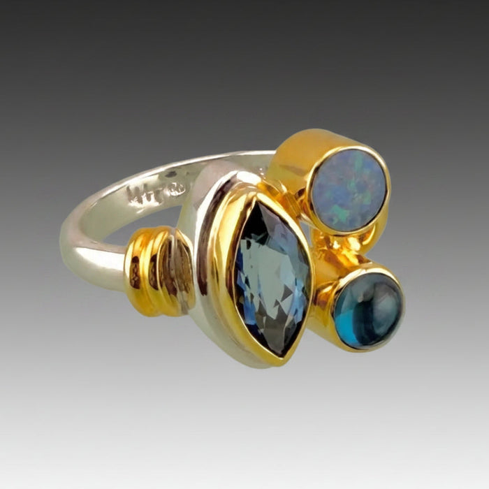 London Blue Topaz & Opal Ring