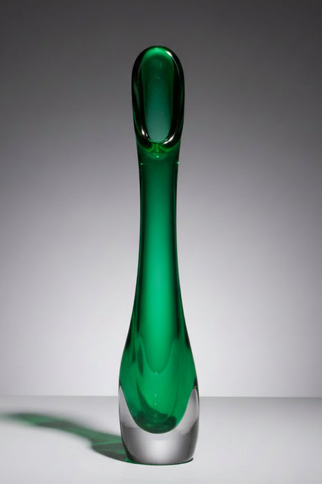 Emerald Rainstorm Art Glass Vase