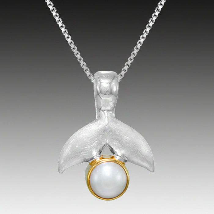 Whales Tail Pearl Pendant Necklace