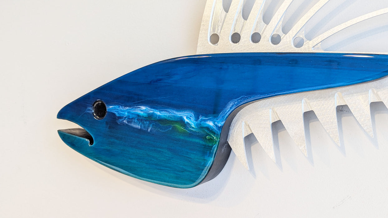 Roosterfish in Blue Wave Sculpture