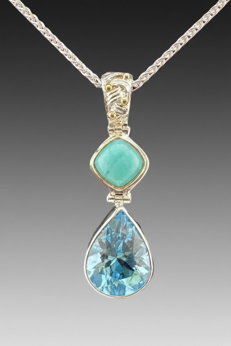 Baby Blue Topaz & Turquoise Pendant