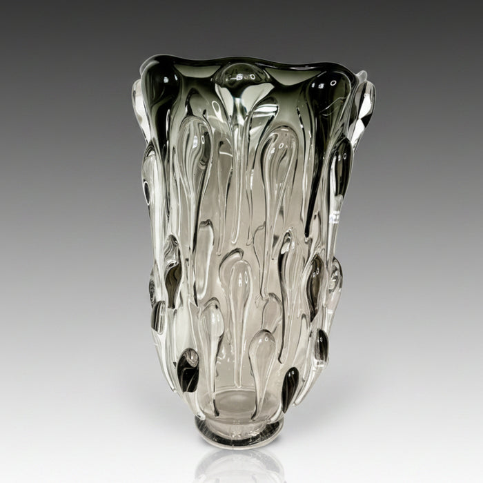 Grey Ombre Droplet Art Glass Vase