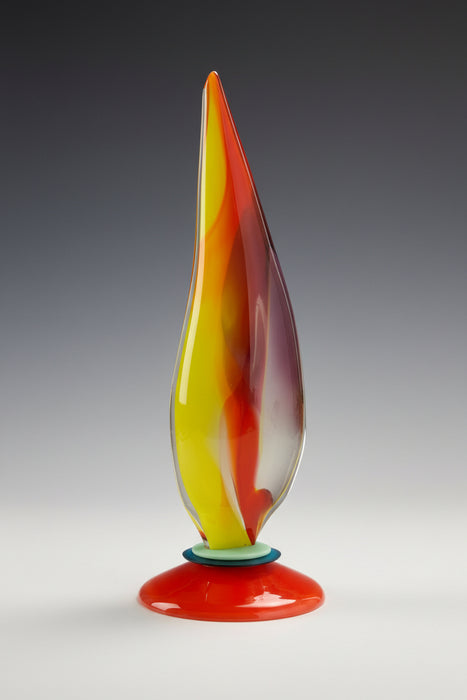 Red Orange Flame Art Glass Sculpture