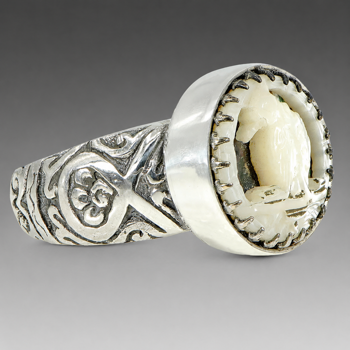 Antique Bird Button Ring