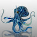 Glass sculpture of a blue octopus on a gray background