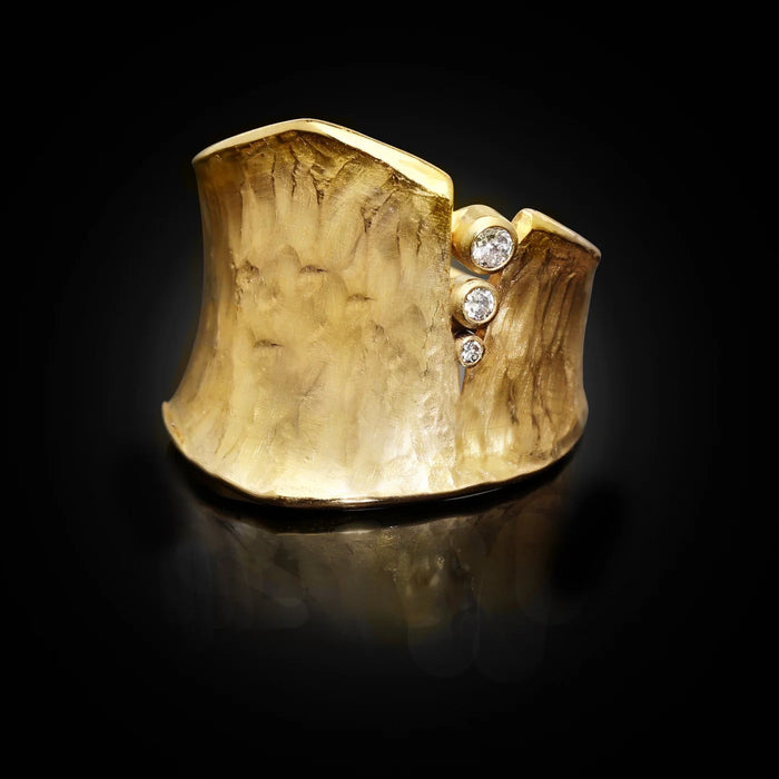 Cleaved Gold and Diamond Ring