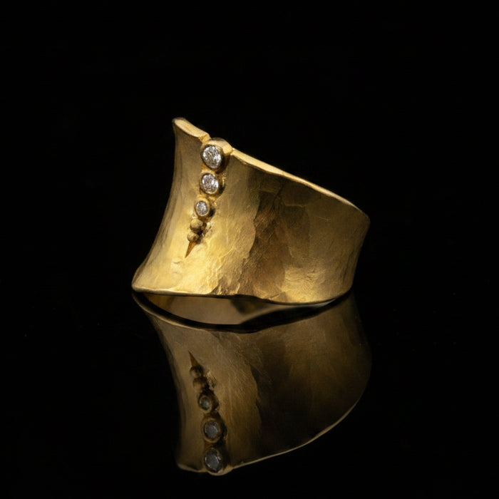 Cleaved Gold and Diamond Ring