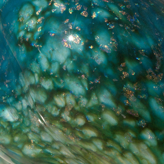 Webbed Aqua and Teal Octopus Art Glass Sculpture