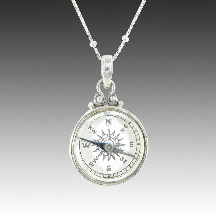 Antique Compass Button Necklace