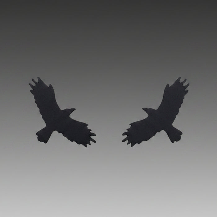 Flying Crow Stud Oxidized Sterling Silver Earrings