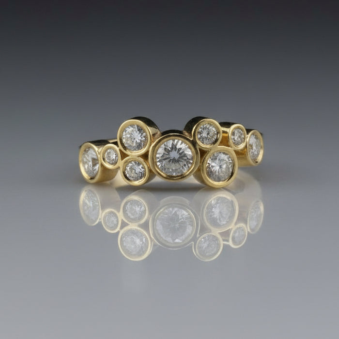 Diamond Cascade Gold Ring