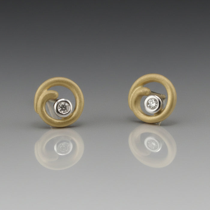 Scribble Curl Diamond Stud Earrings
