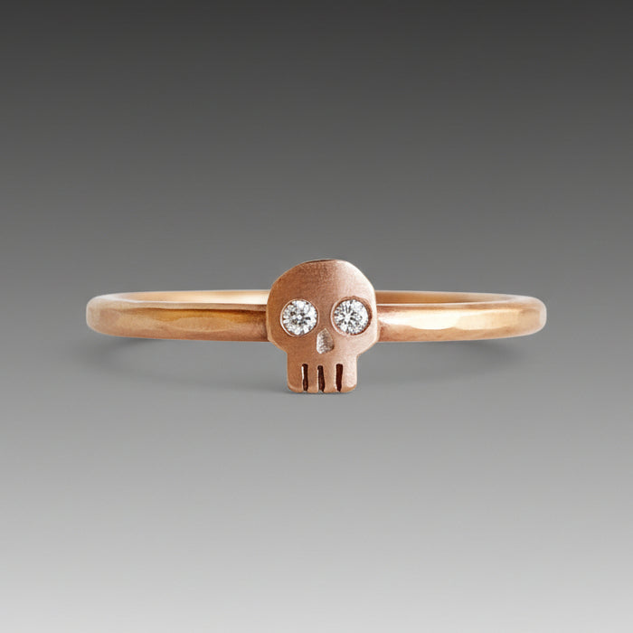 Rose Gold & Diamond Skull Ring