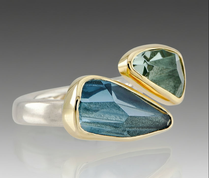 London Blue Topaz & Green Amethyst Ring