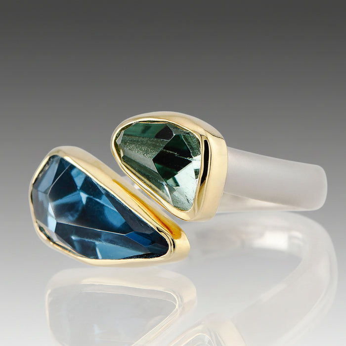 London Blue Topaz & Green Amethyst Ring