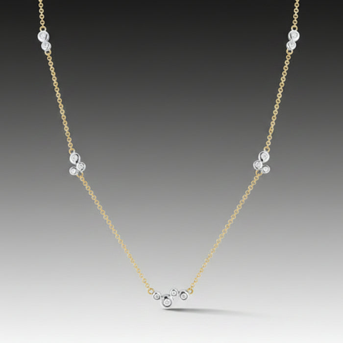 Scribble Cluster 5 Station Gold & Diamond Necklace