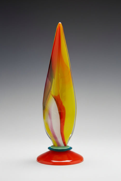 Red Orange Flame Art Glass Sculpture