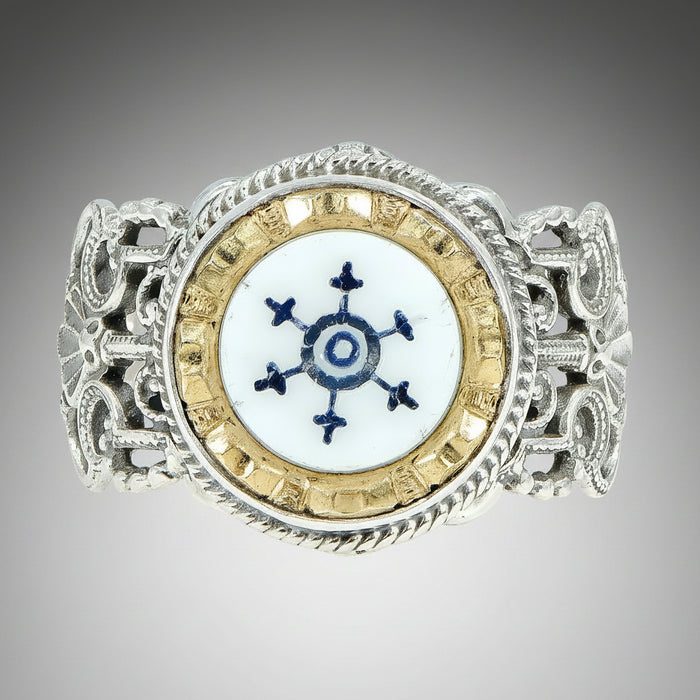 Victorian Nautical Glass Button Ring