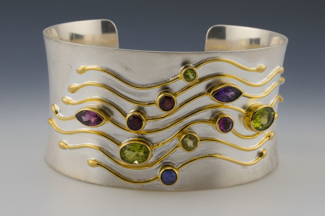 Peridot Amethyst & Iolite Cuff