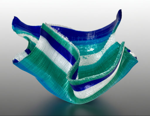 Blue and green plastic wrap on a white background