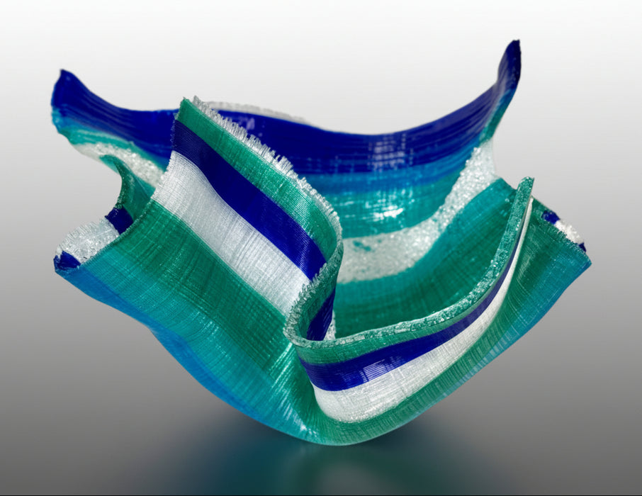 Blue and green plastic wrap on a white background