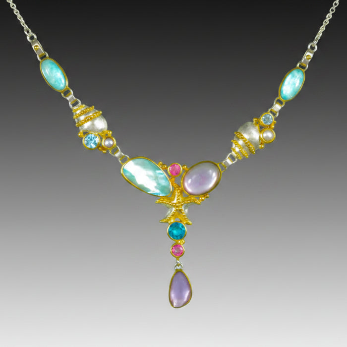 Ornate Starfish Gemstone Necklace