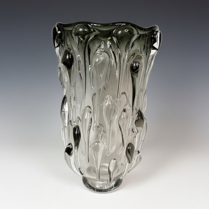 Grey Ombre Droplet Art Glass Vase
