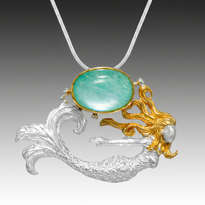 Swimming Mermaid Pendant Necklace