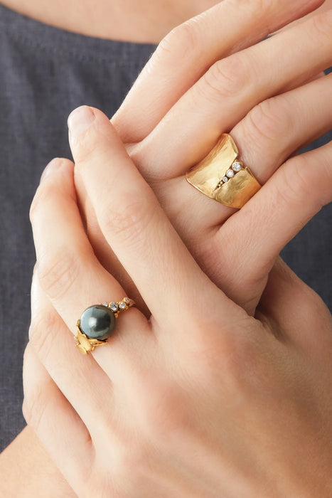 Cleaved Gold and Diamond Ring