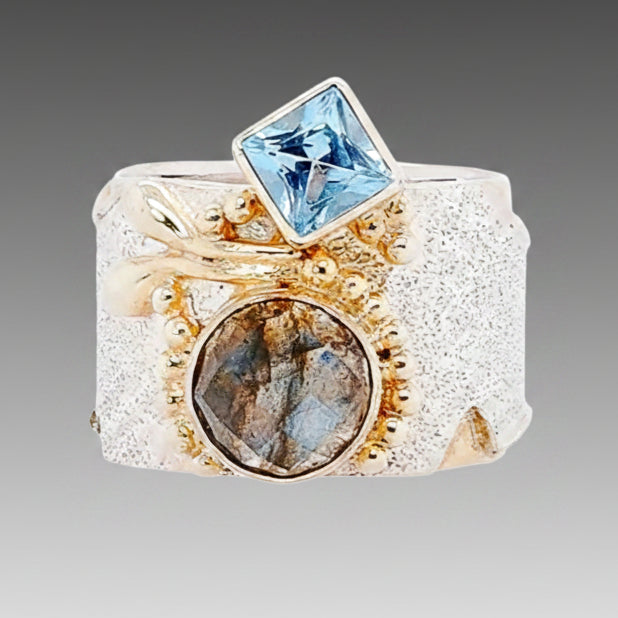 Baby Blue Topaz & Labradorite Ring