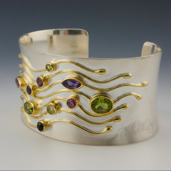 Peridot Amethyst & Iolite Cuff