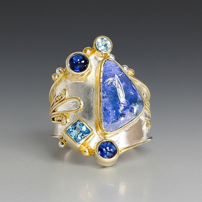 Multi Blue Gemstone Ring